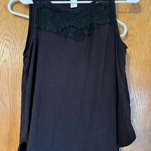 Black Lace Trim Sleeveless Top